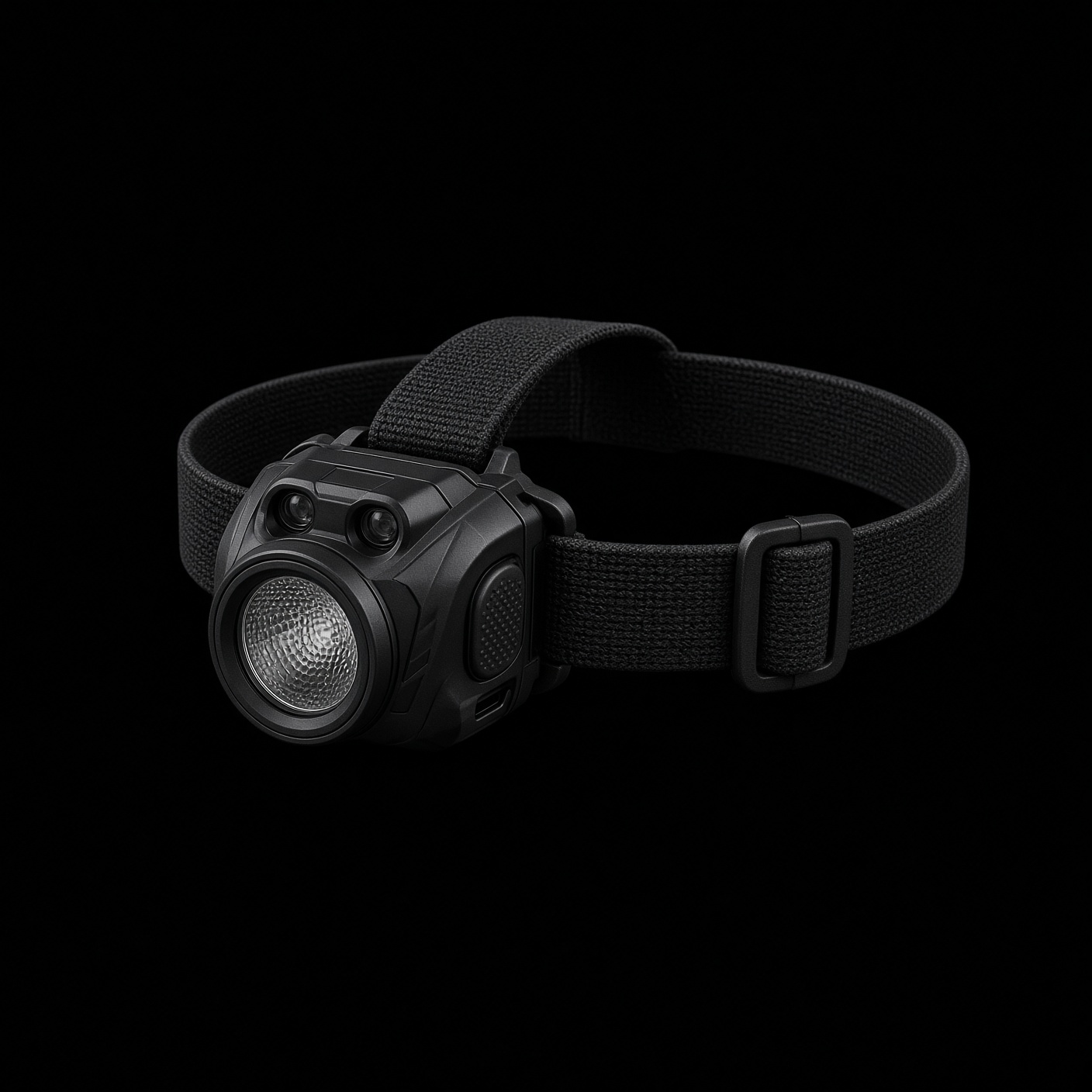 Black rechargeable hiking headlamp, Thru Picks illustration
