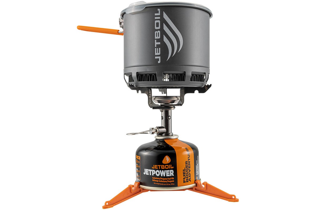 Integrated canister stove system with pot, Thru Picks illustration