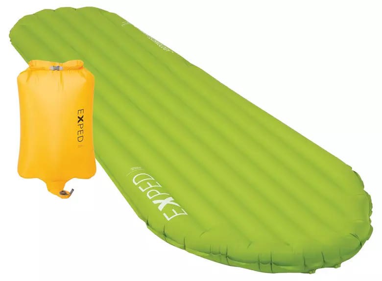 Gray inflatable sleeping pad, Thru Picks illustration